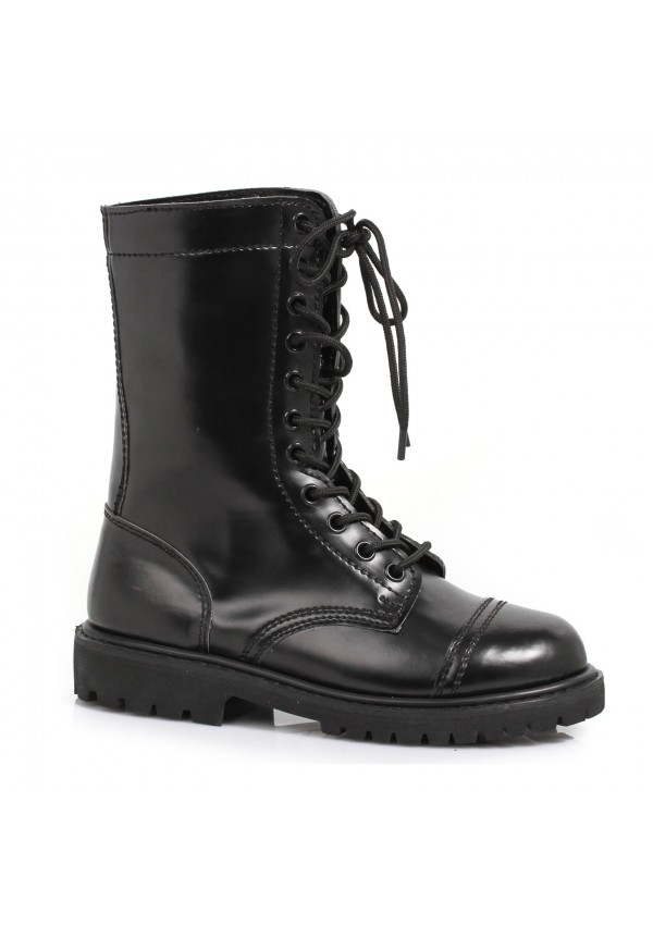 Honor Womens Black Combat Boots - Low Heel Combat Biker Boots