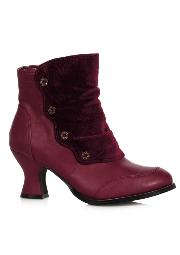 Viola Burgundy Victorian Ankle Boot for Women