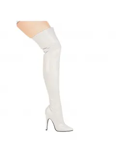Ally White Thigh High 5 Inch Heel Boot
