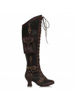 Ingrid Multi Pocket Steampunk Womens Black Boots