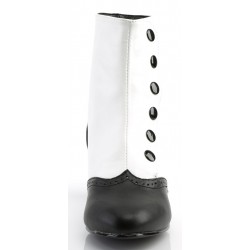 Flora Womens Black and White Spats Victorian Ankle Boots