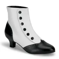 Flora Womens Black and White Spats Victorian Ankle Boots