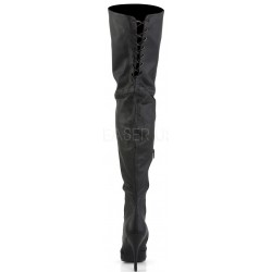 Legend Black Lace up Back Leather Thigh High Boots