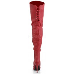 Legend Red Lace up Back Leather Thigh High Boots