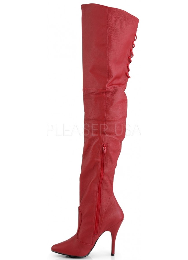 red lace thigh high boots