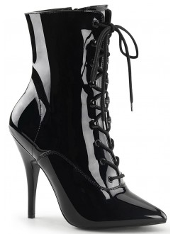 Seduce 1020 5 Inch Heel Black Patent Ankle Boots