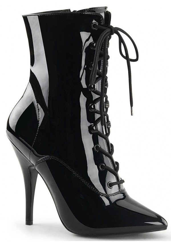 Seduce 1020 5 Inch Heel Black Patent Ankle Boots