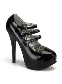 Triple Strap Black Teeze Platform Mary Jane Pump