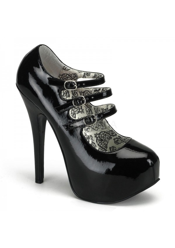 Triple Strap Black Teeze Platform Mary Jane Pump