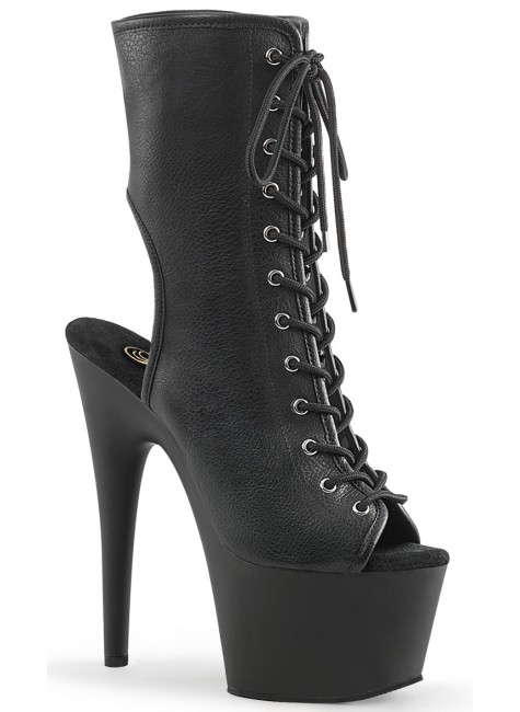 Black Faux Leather Adore Platform Ankle Boots