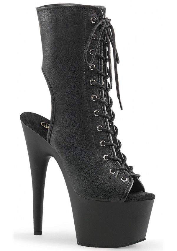 Black Faux Leather Adore Platform Ankle Boots