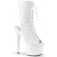 White Faux Leather Adore Platform Ankle Boots