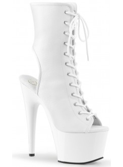 White Faux Leather Adore Platform Ankle Boots