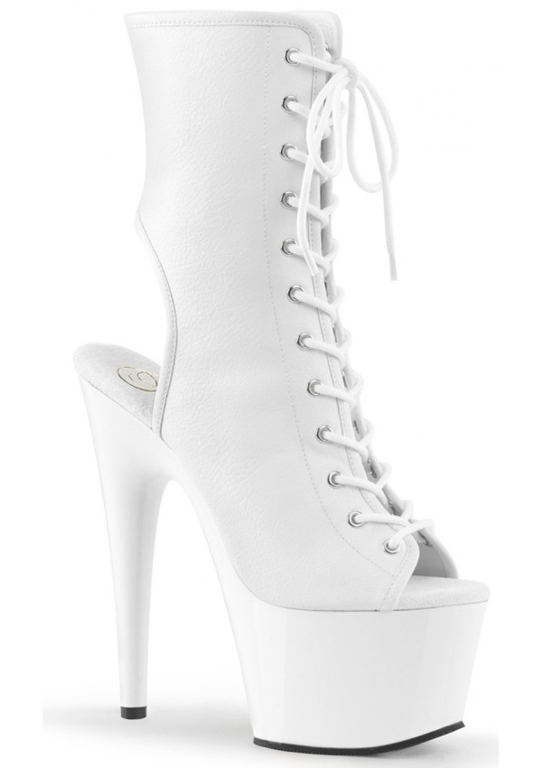 White Faux Leather Adore Platform Ankle Boots