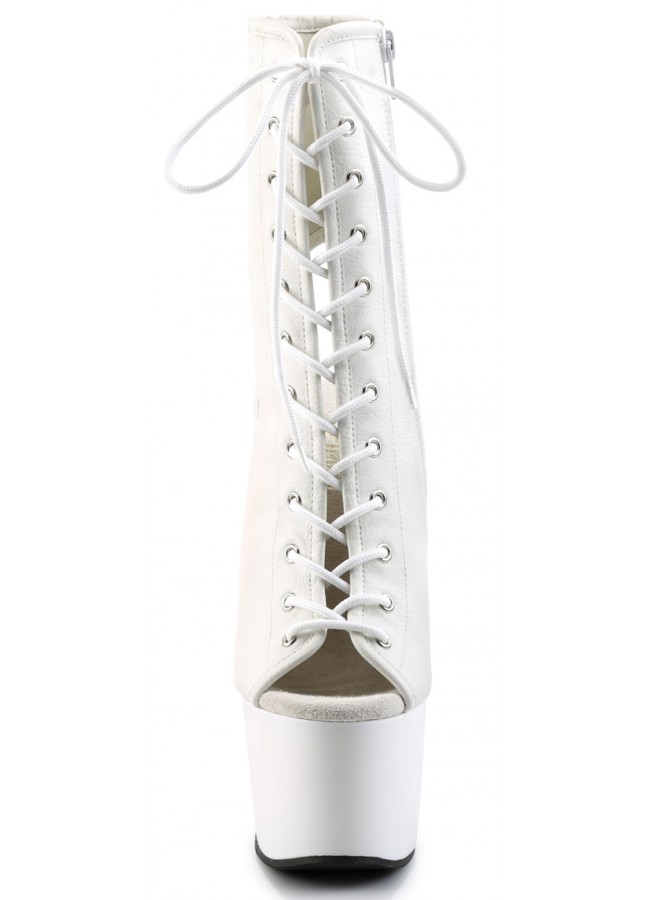 faux leather ankle boots white