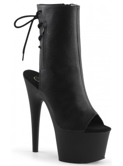 Black Peep Toe and Heel Platform Ankle Boots