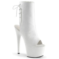 White Peep Toe and Heel Platform Ankle Boots