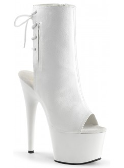 White Peep Toe and Heel Platform Ankle Boots