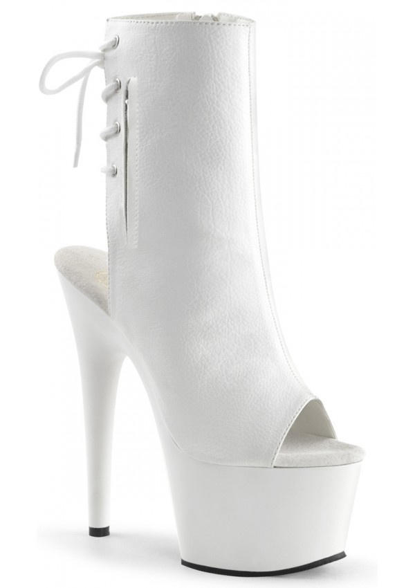 White Peep Toe and Heel Platform Ankle Boots