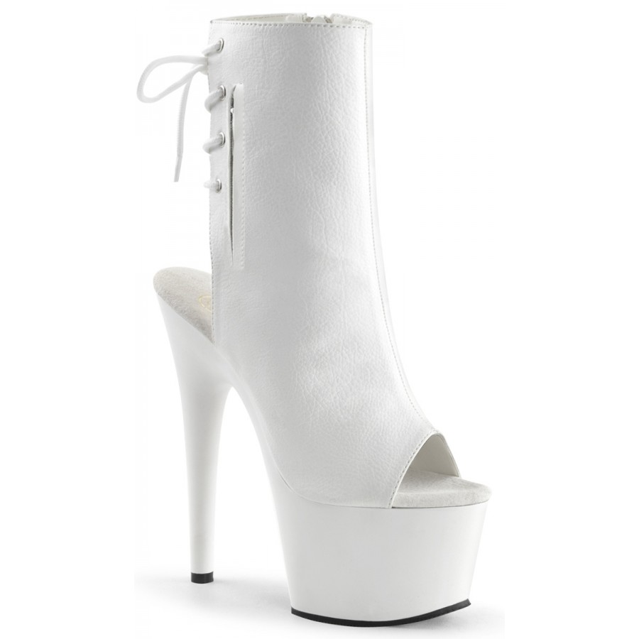 White Matte Peep Toe and Heel Platform Ankle Boot Adore 1018 Boot