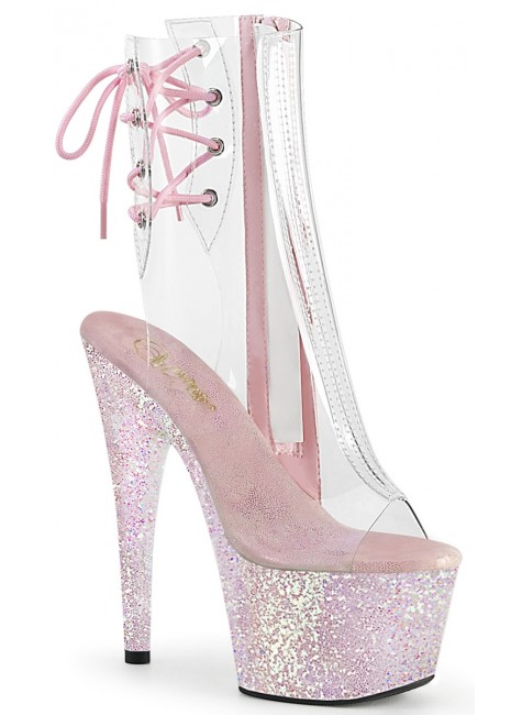 Holographic Glitter Clear Platform Adore Ankle Boots