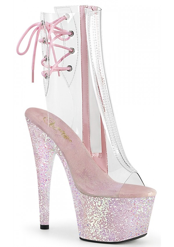 Holographic Glitter Clear Platform Adore Ankle Boots