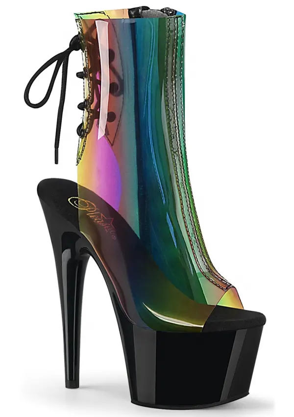Rainbow Black Platform Ankle Boots