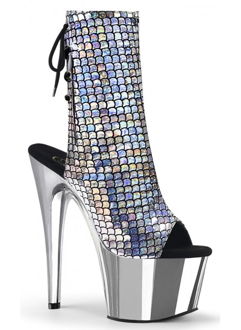Mermaid Silver Hologram Ankle Boots