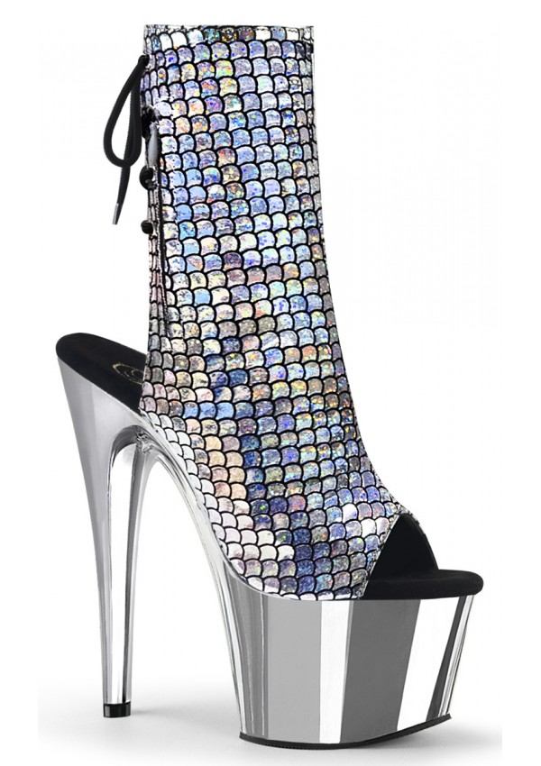 Mermaid Silver Hologram Ankle Boots