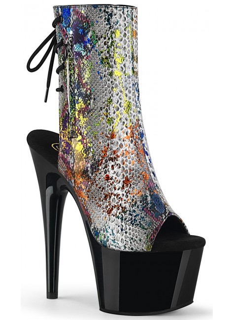 Metallic Snake Print Ankle Boots