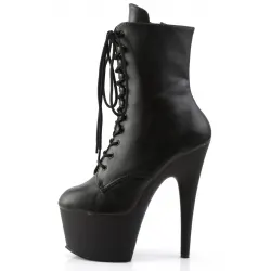 Adore Black Faux Leather Platform Granny Ankle Boots