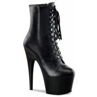 Adore Black Leather Platform Ankle Boots