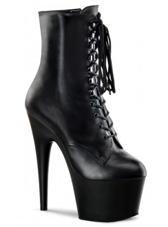 Adore Black Leather Platform Ankle Boots