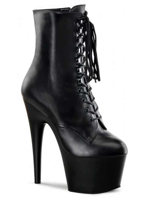 Adore Black Leather Platform Ankle Boots