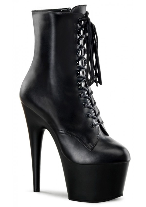 Adore Black Leather Platform Ankle Boots