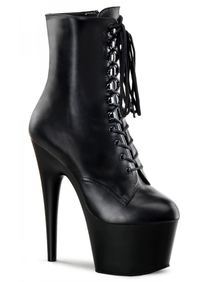 Black Leather Gothic Platform Boots are Ankle High Granny Boots
