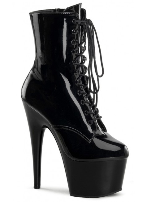 Adore Black Patent Platform Granny Ankle Boots
