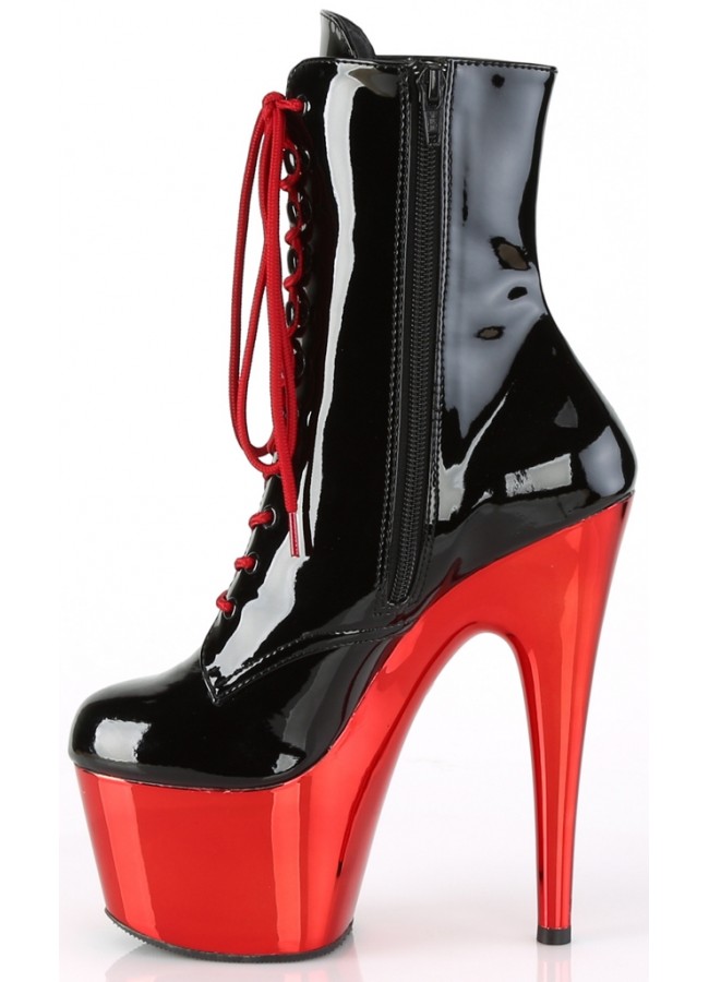 red platform ankle booties