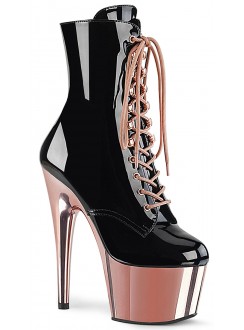 Rose Gold Platform Adore Black Granny Ankle Boots