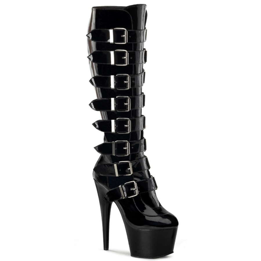 Buckled Adore Knee High Platform Boots Celebrity Style Gothic Boots
