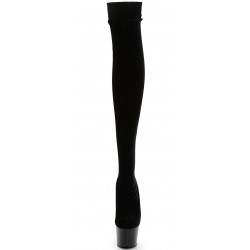 Adore Black Velvet Thigh High Platform Boots