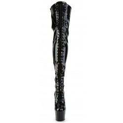 Adore Black Lace Up Thigh High Platform Boots