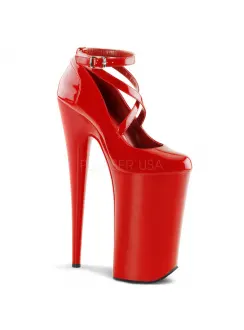 Red Beyond 10 Inch Cross Strap Platform Pump