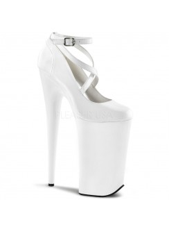 White Beyond 10 Inch Cross Strap Platform Pump