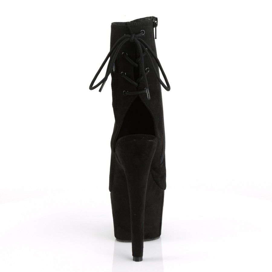 Black Suede Peep Toe and Heel Platform Ankle Boot | Adore 1018 Boot