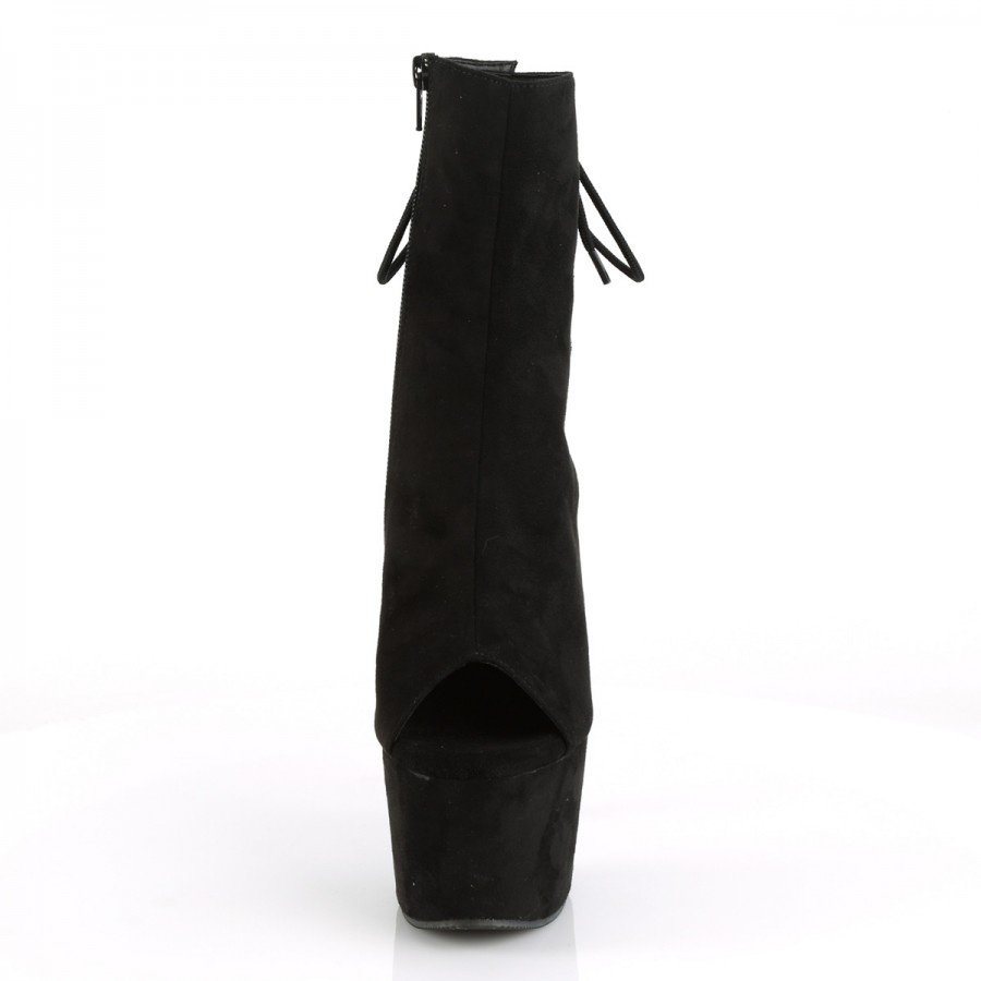 Black Suede Peep Toe and Heel Platform Ankle Boot | Adore 1018 Boot
