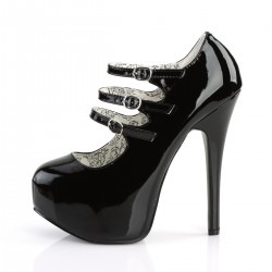 Triple Strap Black Teeze Platform Mary Jane Pump