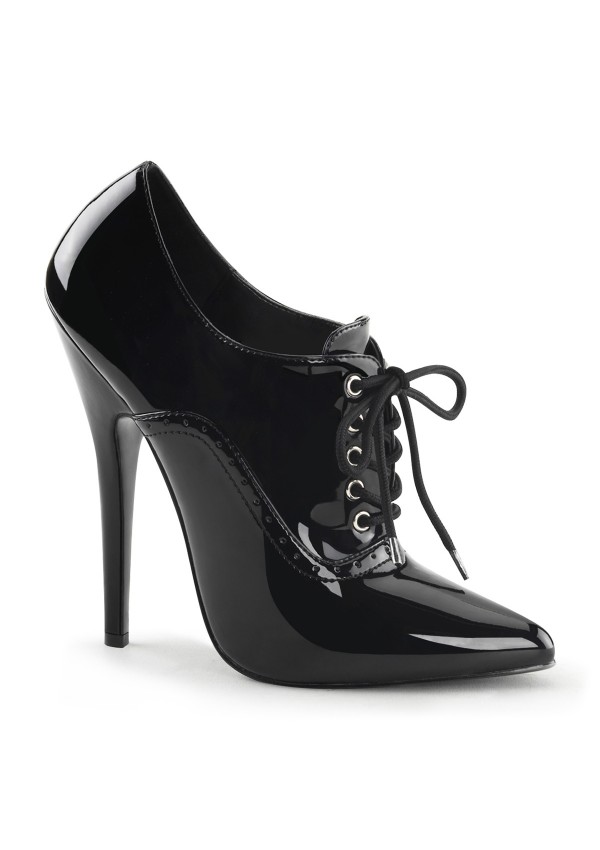 Domina 6 Inch High Heel Governess Shoe - Lace Up Front Fetish Shoe