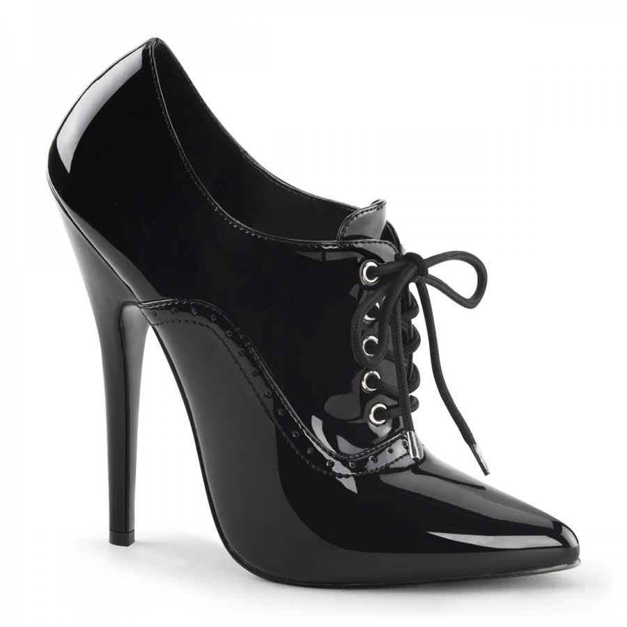 Domina 6 Inch High Heel Governess Shoe Lace Up Front Fetish Shoe
