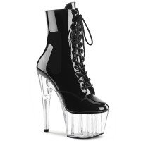 Adore Black Platform Boots with Clear Heel